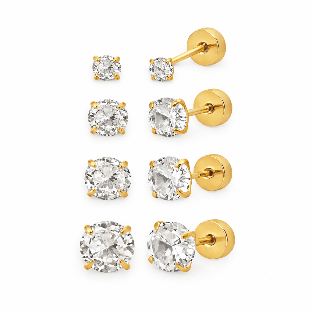 Babydoll Flat Back Stud Earrings Gold
