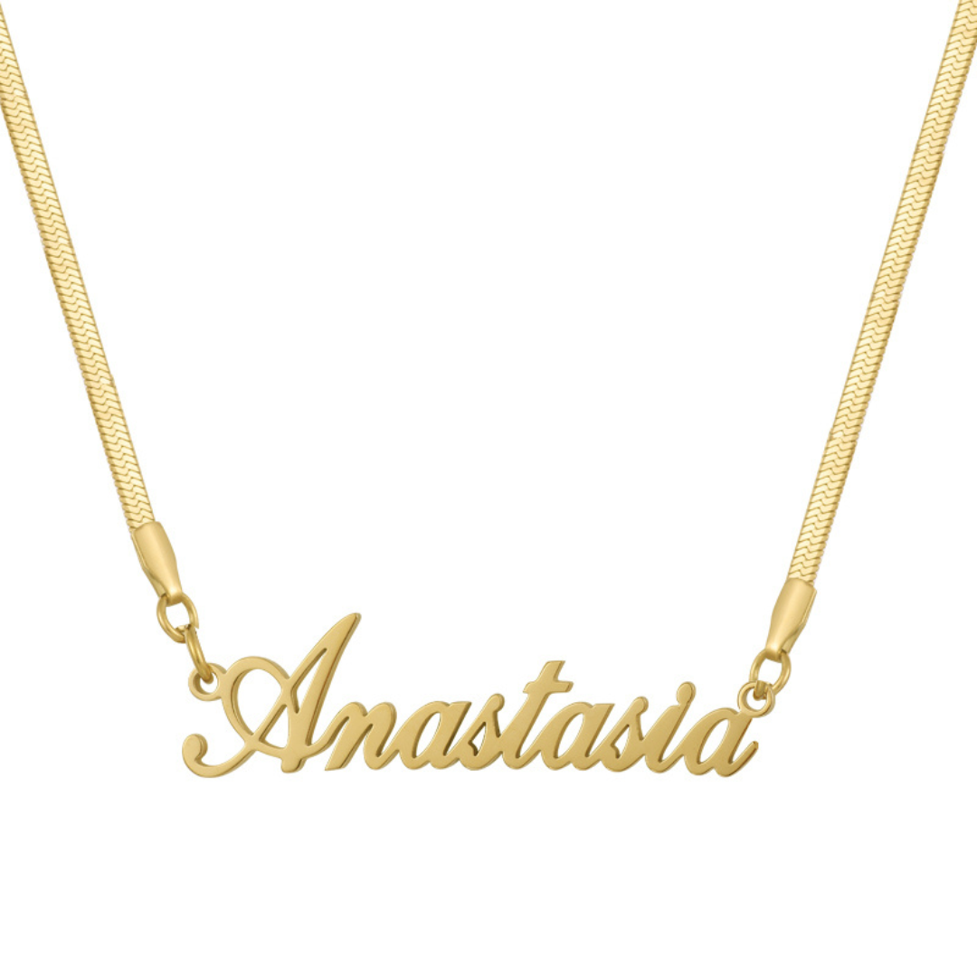 Custom/Personalized Herringbone Nameplate Necklace - Vantage Jewelry